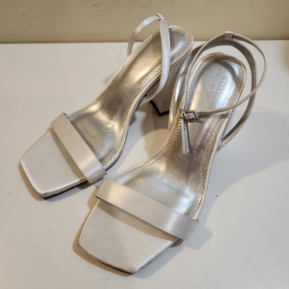 Asos White Satin Block heels Ankle Wrap sandals size 8 - Picture 5 of 14